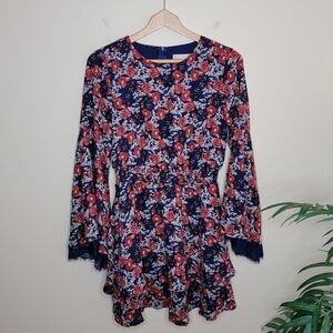 Altar'd State Boho Floral Dress with Statement Sleeves & Lace Details Size Small